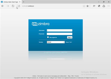 accesso al client web zimbra.